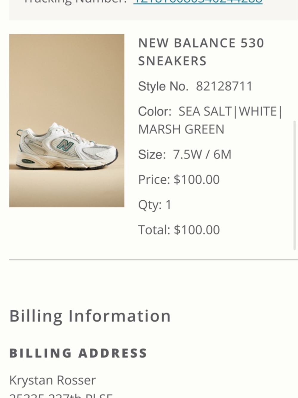 New Balance 530 Sneakers - Sea Salt White with Marsh Green Accents
